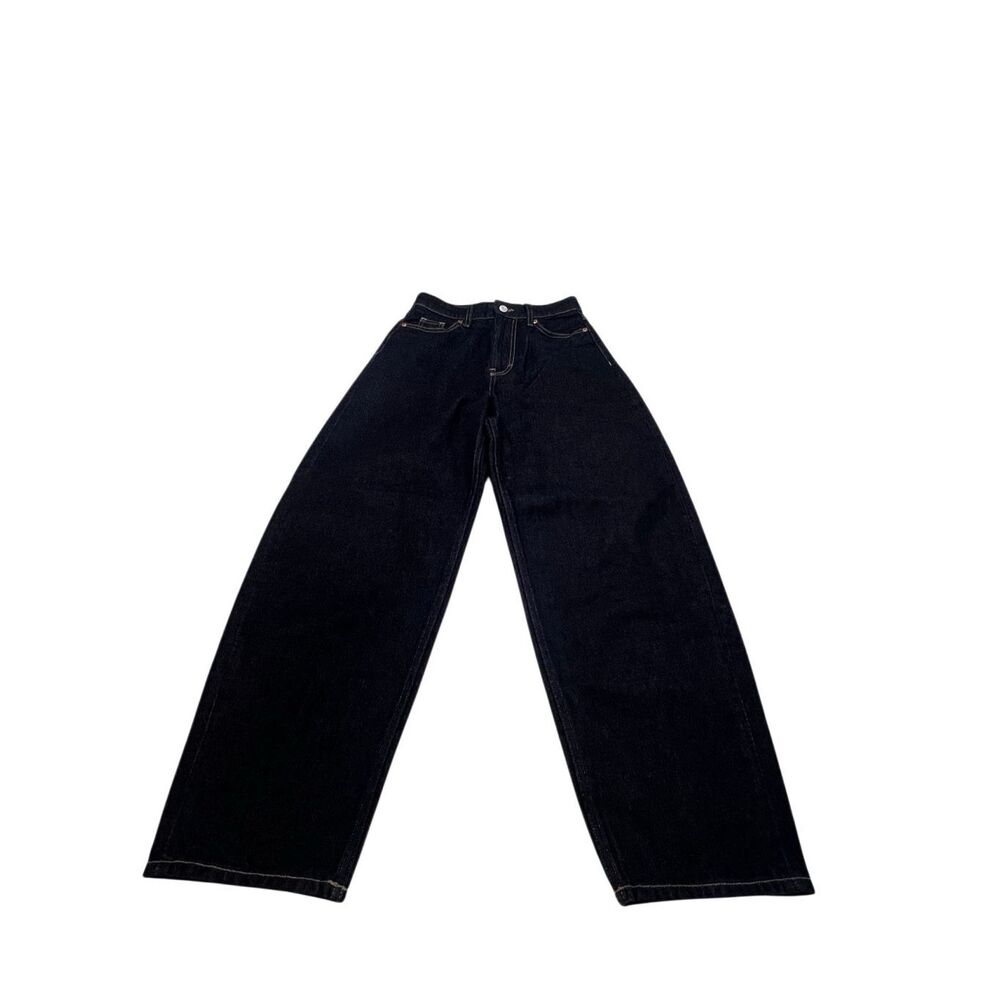 &Denim Women's High Rise Loose Fit Barrel Denim Jeans Black Size 0